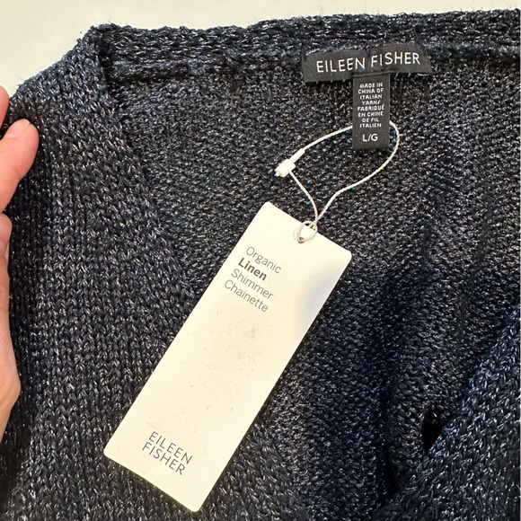 NWT Eileen Fisher Organic Linen Blend V-Neck Sweater - Picture 8 of 12
